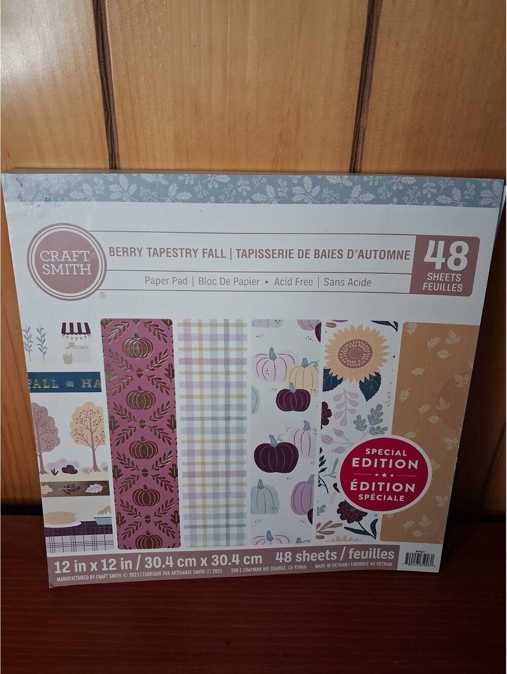 Craft Smith 12X12 Scrapbooking Paper Berry Tapestry Fall Season Harvest